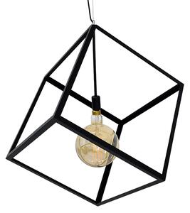 GloboStar® CUBE 01672 Μοντέρνο Κρεμαστό Φωτιστικό Οροφής Μονόφωτο 1 x E27 Μαύρο Μεταλλικό Πλέγμα Μ70 x Π70 x Υ87cm