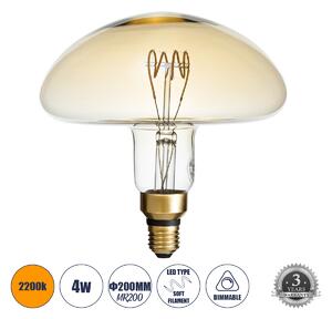 GloboStar® 99173 Λάμπα LED Soft T Spiral Filament E27 MR200 MUSHROOM Γλόμπος 4W 280lm 360° AC 220-240V IP20 Φ20 x Υ20cm Ultra Θερμό Λευκό 2200K με Μελί Γυαλί Dimmable - 3 Χρόνια Εγγύηση