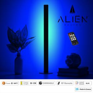 GloboStar® ALIEN-DIVA-BLACK-50-6 ALIEN Design DIVA Μοντέρνο Minimal Nordic Μεταλλικό Φωτιστικό Επιτραπέζιο - Πορτατίφ - Λαμπατέρ Μαύρο LED 8W 800lm με Ασύρματο Χειριστήριο RF & Dimmer IP20 Μπλε Μ3 x Π1.6 x Υ50cm