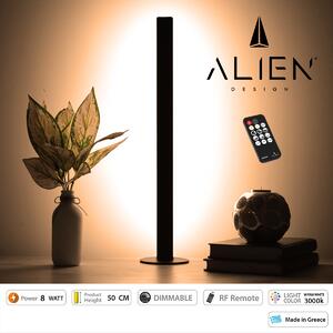 GloboStar® ALIEN-DIVA-BLACK-50-3 ALIEN Design DIVA Μοντέρνο Minimal Nordic Μεταλλικό Φωτιστικό Επιτραπέζιο - Πορτατίφ - Λαμπατέρ Μαύρο LED 8W 960lm με Ασύρματο Χειριστήριο RF & Dimmer IP20 Θερμό Λευκό 3000K Μ3 x Π1.6 x Υ50cm