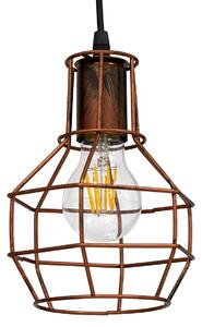 GloboStar® CAGE 00866 Vintage Industrial Κρεμαστό Φωτιστικό Οροφής Μονόφωτο 1 x E27 Καφέ Σκουριά Μεταλλικό Πλέγμα Φ15 x Y22cm