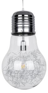 LAMP 01677 Μοντέρνο Κρεμαστό Φωτιστικό Οροφής Μονόφωτο 1 x E27 Ασημί Νίκελ Μεταλλικό Διάφανο Γυαλί Φ30 x Υ52cm