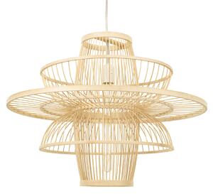 GloboStar® BALI 00862 Boho Κρεμαστό Φωτιστικό Οροφής Μονόφωτο 1 x E27 Μπεζ Ξύλινο Μπαμπού Φ60 x Y45cm