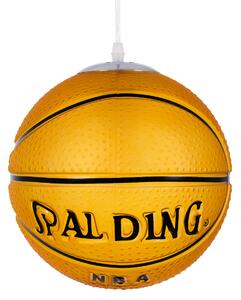 GloboStar® SPALDING NBA 00649 Παιδικό Κρεμαστό Φωτιστικό Μπάλα Μονόφωτο 1 x E27 IP20 Πορτοκαλί & Μαύρο Γυαλί - Μ25 x Π25 x Υ25cm