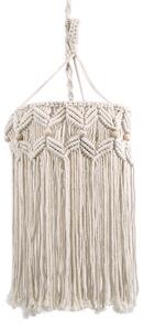 GloboStar® CONGO 36206 Boho - Μακραμέ - Macrame Κρεμαστό Φωτιστικό Οροφής Μονόφωτο 1 x E27 Πλεκτό Χειροποίητο Μπεζ Υφασμάτινο με Σχοινί Φ30 x Υ50cm