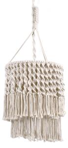 GloboStar® ALGERIA 36204 Boho - Μακραμέ - Macrame Κρεμαστό Φωτιστικό Οροφής Μονόφωτο 1 x E27 Πλεκτό Χειροποίητο Μπεζ Υφασμάτινο με Σχοινί Φ30 x Υ40cm