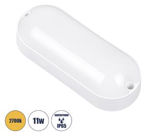 GloboStar® HOMIE 61002 LED Πλαφονιέρα Οροφής - Τοίχου Οβάλ 11W 918lm 150° AC 220-240V Αδιάβροχο IP65 Μ17 x Π7 x Υ4.5cm Θερμό Λευκό 2700K - 3 Years Warranty