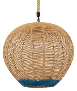 GloboStar® SIMON 00727 Boho Κρεμαστό Φωτιστικό Ανάρτηση Μονόφωτο 1 x E27 IP20 Μπεζ & Μπλε Σχοινί - Μ50 x Π50 x Y47cm