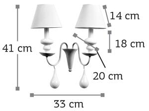 InLight Επιτοίχιο φωτιστικό από λευκό μέταλλο και υφασμάτινο καπέλο (43333-2Φ-Λευκό)