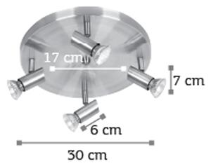 InLight Επιτοίχιο σποτ από μέταλλο σε νίκελ ματ απόχρωση 4XGU10 D:30cm (9075-4Φ-Νίκελ Ματ)