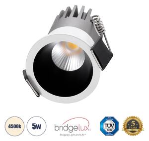 GloboStar® MICRO-S 60234 Χωνευτό LED Spot Downlight TrimLess Φ4cm 5W 650lm 38° AC 220-240V IP20 Φ4 x Υ5.9cm - Στρόγγυλο - Λευκό με Μαύρο Κάτοπτρο - Φυσικό Λευκό 4500K - Bridgelux COB - 5 Years Warranty