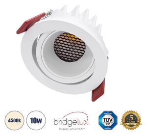 GloboStar® LEO-R 60284 Χωνευτό LED Spot Downlight TrimLess Φ8.5cm 10W 1300lm 38° AC 220-240V IP20 Φ8.5 x Υ6.6cm - Στρόγγυλο - Κινούμενο - Λευκό & Anti-Glare HoneyComb - Φυσικό Λευκό 4500K - Bridgelux COB - 5 Years Warranty