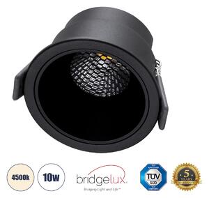 GloboStar® PLUTO-M 60256 Χωνευτό LED Spot Downlight TrimLess Φ8.4cm 10W 1300lm 38° AC 220-240V IP20 Φ8.4 x Υ5.9cm - Στρόγγυλο - Μαύρο & Anti-Glare HoneyComb - Φυσικό Λευκό 4500K - Bridgelux COB - 5 Years Warranty