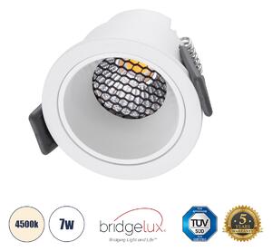 GloboStar® PLUTO-S 60248 Χωνευτό LED Spot Downlight TrimLess Φ6.4cm 7W 910lm 38° AC 220-240V IP20 Φ6.4 x Υ4.9cm - Στρόγγυλο - Λευκό & Anti-Glare HoneyComb - Φυσικό Λευκό 4500K - Bridgelux COB - 5 Years Warranty