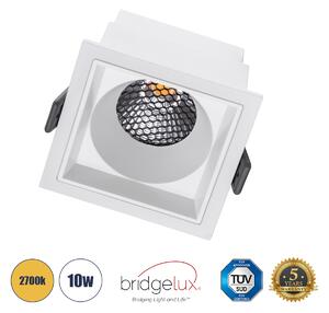 GloboStar® PLUTO-M 60273 Χωνευτό LED Spot Downlight TrimLess Μ8.4xΠ8.4cm 10W 1250lm 38° AC 220-240V IP20 Μ8.4 x Π8.4 x Υ5.9cm - Τετράγωνο - Λευκό & Anti-Glare HoneyComb - Θερμό Λευκό 2700K - Bridgelux COB - 5 Years Warranty