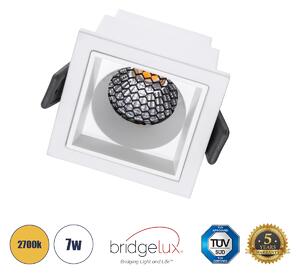 GloboStar® PLUTO-S 60267 Χωνευτό LED Spot Downlight TrimLess Μ6.4xΠ6.4cm 7W 875lm 38° AC 220-240V IP20 Μ6.4 x Π6.4 x Υ4.9cm - Τετράγωνο - Λευκό & Anti-Glare HoneyComb - Θερμό Λευκό 2700K - Bridgelux COB - 5 Years Warranty