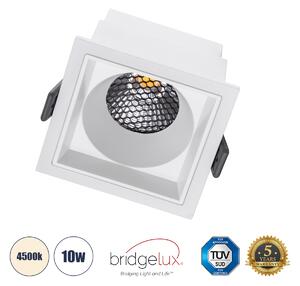 GloboStar® PLUTO-M 60272 Χωνευτό LED Spot Downlight TrimLess Μ8.4xΠ8.4cm 10W 1300lm 38° AC 220-240V IP20 Μ8.4 x Π8.4 x Υ5.9cm - Τετράγωνο - Λευκό & Anti-Glare HoneyComb - Φυσικό Λευκό 4500K - Bridgelux COB - 5 Years Warranty