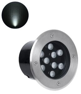 GloboStar® UNDERGROUND-TINA 90665 Χωνευτό Φωτιστικό Σποτ Δαπέδου LED 9W 1035lm 30° DC 24V Αδιάβροχο IP65 Φ16 x Υ9cm Φυσικό Λευκό 4500K - Ανοξείδωτο Ατσάλι - 3 Years Warranty