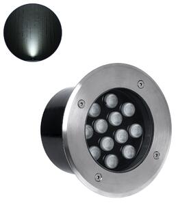 GloboStar® UNDERGROUND-TINA 90668 Χωνευτό Φωτιστικό Σποτ Δαπέδου LED 12W 1380lm 30° DC 24V Αδιάβροχο IP65 Φ16 x Υ9cm Φυσικό Λευκό 4500K - Ανοξείδωτο Ατσάλι - 3 Years Warranty