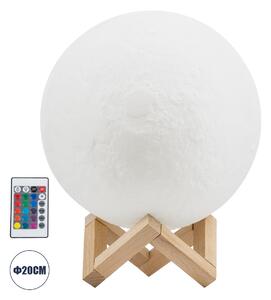 GloboStar® MOON 79620 Μοντέρνο Επιτραπέζιο Φωτιστικό Πορτατίφ LED 6W 360lm 360° DC 5V - Εναλλαγή Φωτισμού μέσω Τηλεχειριστηρίου & Αφής - Dimmable - RGBW - Φ20 x Υ25 - Λευκό