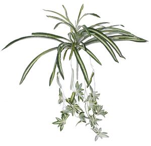 GloboStar® SPIDER PLANT 78217 Τεχνητό Φυτό Χλωρόφυτο - Μπουκέτο Διακοσμητικών Φυτών - Κλαδιών με Φύλλωμα Πράσινο - Κίτρινο - Λευκό Υ60cm