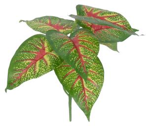 GloboStar® CALADIUM 78218 Τεχνητό Φυτό Καλάδιο - Μπουκέτο Διακοσμητικών Φυτών - Κλαδιών με Φύλλωμα Πράσινο - Κίτρινο - Κόκκινο Υ23cm