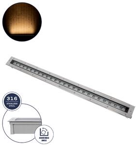 GloboStar® UNDERGROUND-PASSAGGIO 90196 Χωνευτό Φωτιστικό Wall Washer Δαπέδου LED 24W 2160lm 10° DC 24V Αδιάβροχο IP68 με Ρυθμιζόμενη Γωνία Φωτισμού L108 x W9 x H7.5cm Θερμό Λευκό 2700K - Ανοξείδωτο Ατσάλι - 3 Years Warranty