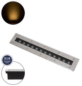 GloboStar® UNDERGROUND-REMVI 90192 Χωνευτό Φωτιστικό Wall Washer Δαπέδου LED 12W 1080lm 10° DC 24V Αδιάβροχο IP68 L50 x W7.4 x H7cm Θερμό Λευκό 2700K - Ανοξείδωτο Ατσάλι - 3 Years Warranty