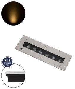 GloboStar® UNDERGROUND-REMVI 90190 Χωνευτό Φωτιστικό Wall Washer Δαπέδου LED 9W 810lm 10° DC 24V Αδιάβροχο IP68 L30 x W9 x H8.5cm Θερμό Λευκό 2700K - Ανοξείδωτο Ατσάλι - 3 Years Warranty