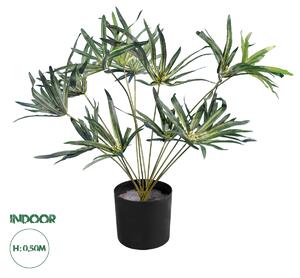 GloboStar® Artificial Garden BROADLEAF LADY PALM 20059 Τεχνητό Διακοσμητικό Φυτό Πλατύφυλλος Φοίνικας Μπαμπού Υ50cm