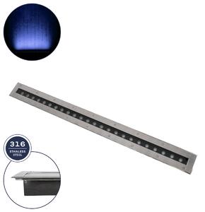 GloboStar® UNDERGROUND-REMVI 90194-B Χωνευτό Φωτιστικό Wall Washer Δαπέδου LED 18W 1440lm 10° DC 24V Αδιάβροχο IP68 L100 x W9 x H7.2cm Μπλε - Ανοξείδωτο Ατσάλι - 3 Years Warranty