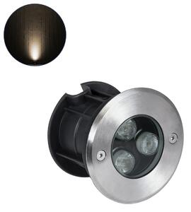 GloboStar® UNDERGROUND-FANI S-90979 Χωνευτό Φωτιστικό Σποτ Δαπέδου LED 12W 1080lm 60° DC 24V Αδιάβροχο IP68 Φ10 x Υ7.5cm Θερμό Λευκό 2700K - Ανοξείδωτο Ατσάλι