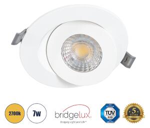 GloboStar® LEXIS JOINT 60991 Χωνευτό LED Κινούμενο Spot Downlight 7W 660lm 45° AC 220-240V IP44 Φ12cm x Υ3.1cm - Στρόγγυλο - Λευκό - Θερμό Λευκό 2700K - Bridgelux Chip - TÜV Certified Driver - 5 Years Warranty