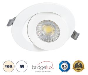 GloboStar® LEXIS JOINT 60990 Χωνευτό LED Κινούμενο Spot Downlight 7W 680lm 45° AC 220-240V IP44 Φ12cm x Υ3.1cm - Στρόγγυλο - Λευκό - Φυσικό Λευκό 4500K - Bridgelux Chip - TÜV Certified Driver - 5 Years Warranty