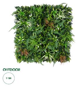 GloboStar® Artificial Garden JUNGLE FERN 20351 Τεχνητό Διακοσμητικό Πάνελ Φυλλωσιάς - Κάθετος Κήπος σύνθεση Ζούγκλα Φτέρης Μ100 x Π100 x Υ20cm