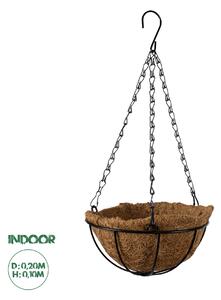 GloboStar® Artificial Garden SALAMINA 20479 Κρεμαστό Κασπώ Γλάστρα - Flower Pot από Φλοιό Καρύδας Καφέ Φ20cm x Υ10cm