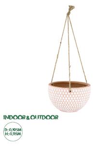 GloboStar® Artificial Garden CHIOS 20462 Κρεμαστό Πήλινο Κεραμικό Κασπώ Γλάστρα - Flower Pot Κεραμιδί με Λευκό Φ19.5cm x Υ11.5cm