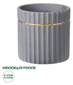 GloboStar® Artificial Garden PAXOS 20455 Πήλινο Κεραμικό Κασπώ Γλάστρα - Flower Pot Γκρι με Χρυσό Φ17cm x Υ17cm