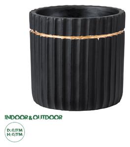 GloboStar® Artificial Garden KOS 20457 Πήλινο Κεραμικό Κασπώ Γλάστρα - Flower Pot Μαύρο με Χρυσό Φ17cm x Υ17cm