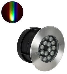 GloboStar® UNDERGROUND-SINA 90573 Χωνευτό Φωτιστικό Σποτ Δαπέδου LED 18W 1530lm 15° DC 24V Αδιάβροχο IP68 Φ20 x Υ11cm RGBW DMX512 - Ανοξείδωτο Ατσάλι - 3 Χρόνια Εγγύηση