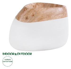 GloboStar® Artificial Garden PANDORA 20705 Επιδαπέδιο Πολυεστερικό Τσιμεντένιο Κασπώ Γλάστρα - Flower Pot Λευκό με Καφέ Μ60 x Π55 x Υ43cm