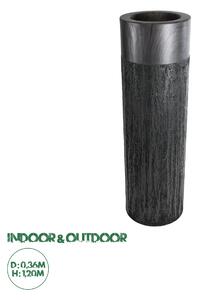 GloboStar® Artificial Garden PISA 20762 Επιδαπέδιο Πολυεστερικό Τσιμεντένιο Κασπώ Γλάστρα - Flower Pot Γκρι Ανθρακί Φ36 x Υ120cm