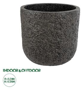 GloboStar® Artificial Garden LUCCA 20756 Επιδαπέδιο Πολυεστερικό Τσιμεντένιο Κασπώ Γλάστρα - Flower Pot Καφέ Φ31 x Υ28cm