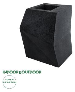 GloboStar® Artificial Garden CAMDEN 20788 Επιδαπέδιο Πολυεστερικό Τσιμεντένιο Κασπώ Γλάστρα - Flower Pot Μαύρο Μ47 x Π43 x Υ66cm