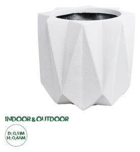 GloboStar® Artificial Garden PADOVA 20741 Επιδαπέδιο Πολυεστερικό Τσιμεντένιο Κασπώ Γλάστρα - Flower Pot Λευκό Φ51 x Υ46cm