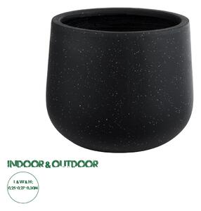 GloboStar® Artificial Garden MAYFAIR 20801 Διακοσμητικό Πολυεστερικό Τσιμεντένιο Κασπώ Γλάστρα - Flower Pot Μαύρο με Λευκές Λεπτομέριες Μ25 x Π27 x Υ30cm