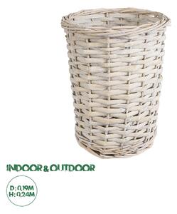 GloboStar® Artificial Garden DOMINGO 20592 Διακοσμητικό Πλεκτό Καλάθι - Κασπώ Γλάστρα - Flower Pot Λευκό με Μπεζ Φ19 x Υ24cm