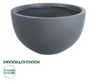 GloboStar® Artificial Garden BALTIMORE 20696 Διακοσμητικό Πολυεστερικό Τσιμεντένιο Κασπώ Γλάστρα - Flower Pot Γκρι Φ43 x Υ23cm