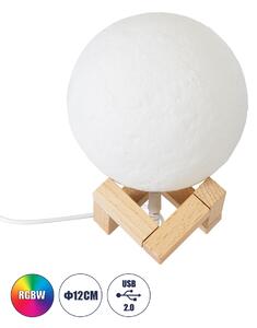 GloboStar® MOON 79606 Μοντέρνο Επιτραπέζιο Φωτιστικό Πορτατίφ LED 2W 120lm 360° DC 5V - Εναλλαγή Φωτισμού μέσω Τηλεχειριστηρίου - Dimmable - RGBW - Φ12 x Υ15 - Λευκό