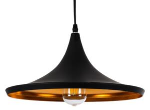 GloboStar® SHANGHAI BLACK 01025-B Μοντέρνο Κρεμαστό Φωτιστικό Οροφής Μονόφωτο 1 x E27 Μαύρο Μεταλλικό Καμπάνα Φ37 x Υ20cm